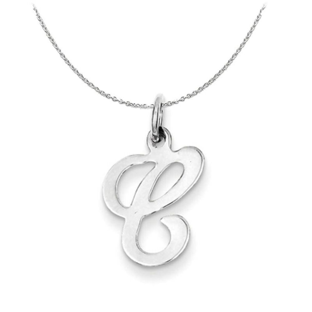 Silver, Sophia Collection, Small Script Initial C Necklace - 24 In